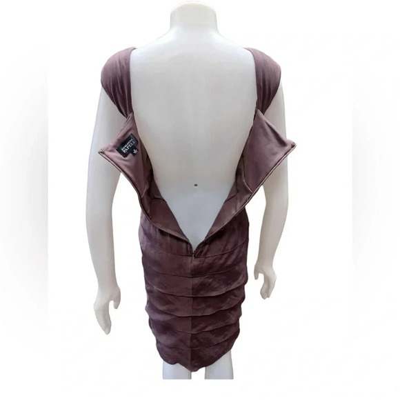 Adrianna Papell Shutter Pleat Ruffle Midi Taupe Sleeveless Dress Size 10 - Picture 5 of 11